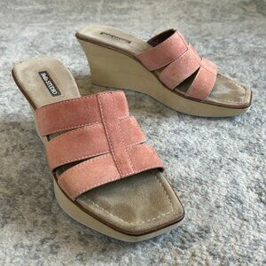 Bella Studio pink suede wedge  platform mule sandals sz 10 M